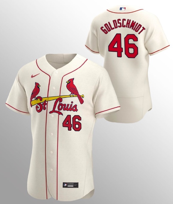 Mens St. Louis Cardinals #46 Paul Goldschmidt Cream Flex Base Stitched MLB Jersey Dzhi->->MLB Jersey